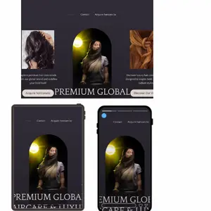 Haircare.bz premium haircare website mockup showing responsive design on desktop and mobile devices